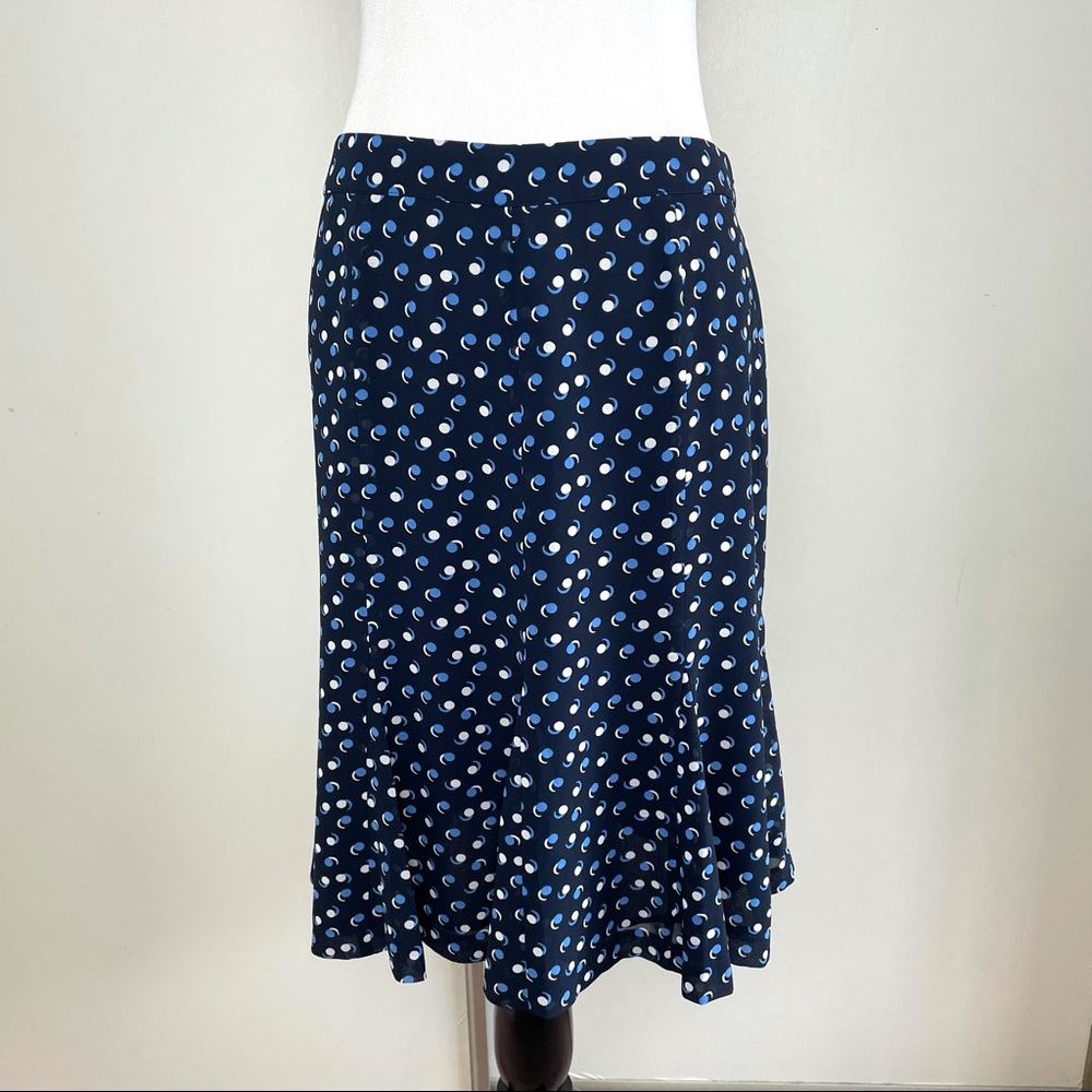 Talbots Polka Dot Midi Skirt Size 4 Navy Blue and White